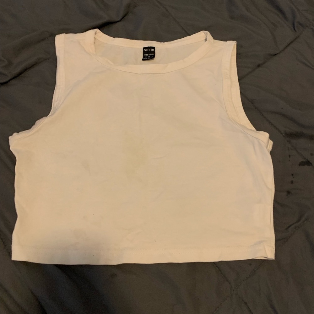 SHEIN White Sleeveless Crop Tank Top